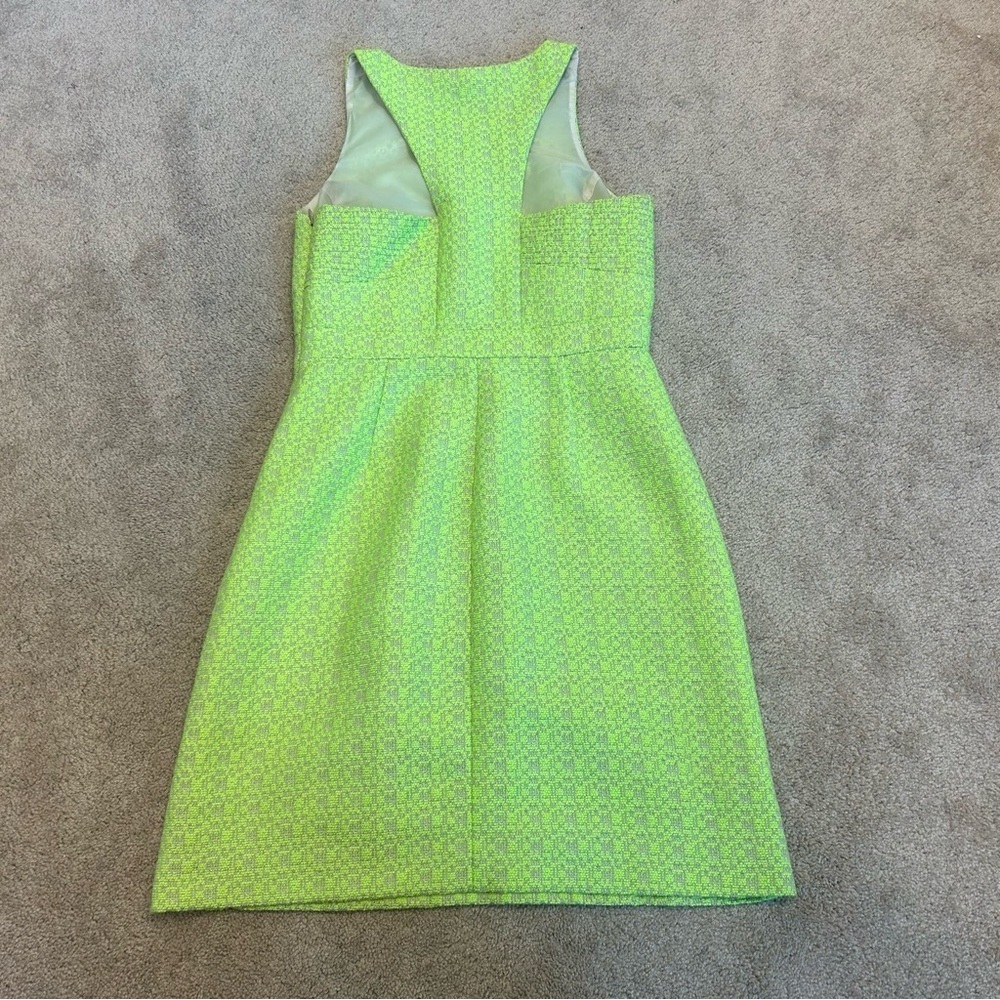 J. Crew lime green sleeveless textured tweed Racer back sheath A-line dress Sz 4 - Picture 3 of 13